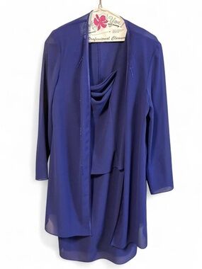 Vintage Patra Lilac/Purple 2-Piece Chiffon Dress & Duster Set - Size 12